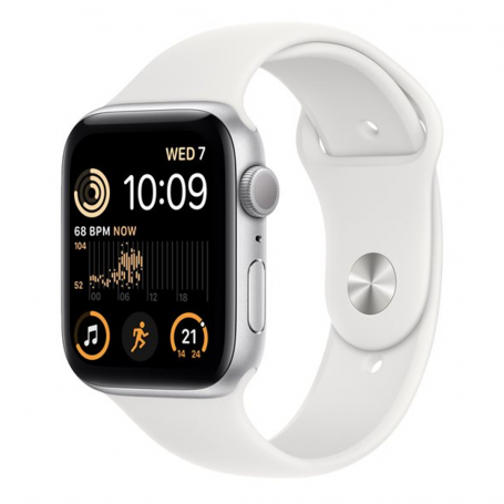 Montre Connectée Apple Watch Series SE 2022 GPS 40mm Argent Aluminium Bracelet Sport blanc - Neuf
